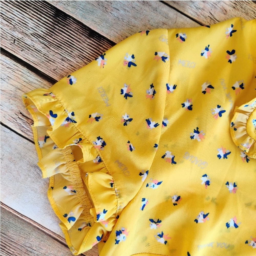 Modcloth Form Of Flattery Yellow Ruffle Top/Blouse - Picture 4 of 8